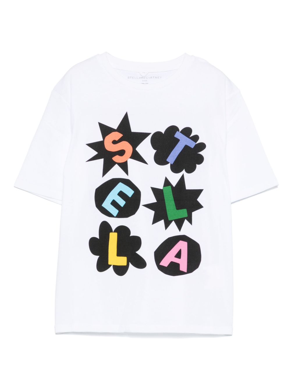 T-shirt con stampa logo per bambina Stella McCartney Kids bianca con trama della maglia - Rubino Kids