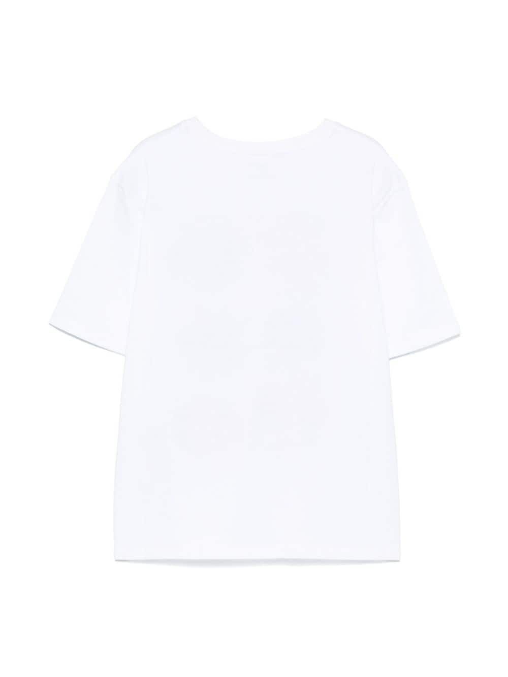 T-shirt con stampa logo per bambina Stella McCartney Kids bianca con trama della maglia - Rubino Kids