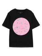 T-shirt con stampa logo per bambina Stella McCartney Kids nera con orlo dritto - Rubino Kids