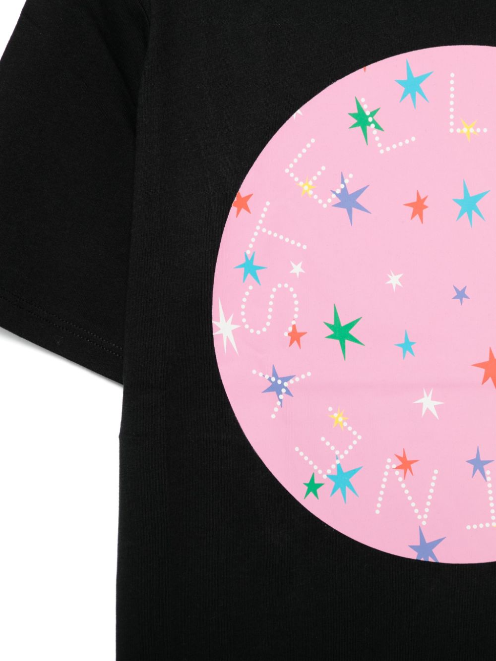 T-shirt con stampa logo per bambina Stella McCartney Kids nera con orlo dritto - Rubino Kids