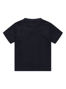 T-shirt con stampa logo per bambino Emporio Armani Kids blu con finitura floccata - Rubino Kids