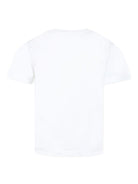 T-shirt con stampa logo per bambino Stella McCartney Kids bianco con orlo dritto - Rubino Kids