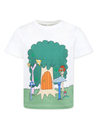 T-shirt con stampa logo per bambino Stella McCartney Kids bianco con orlo dritto - Rubino Kids