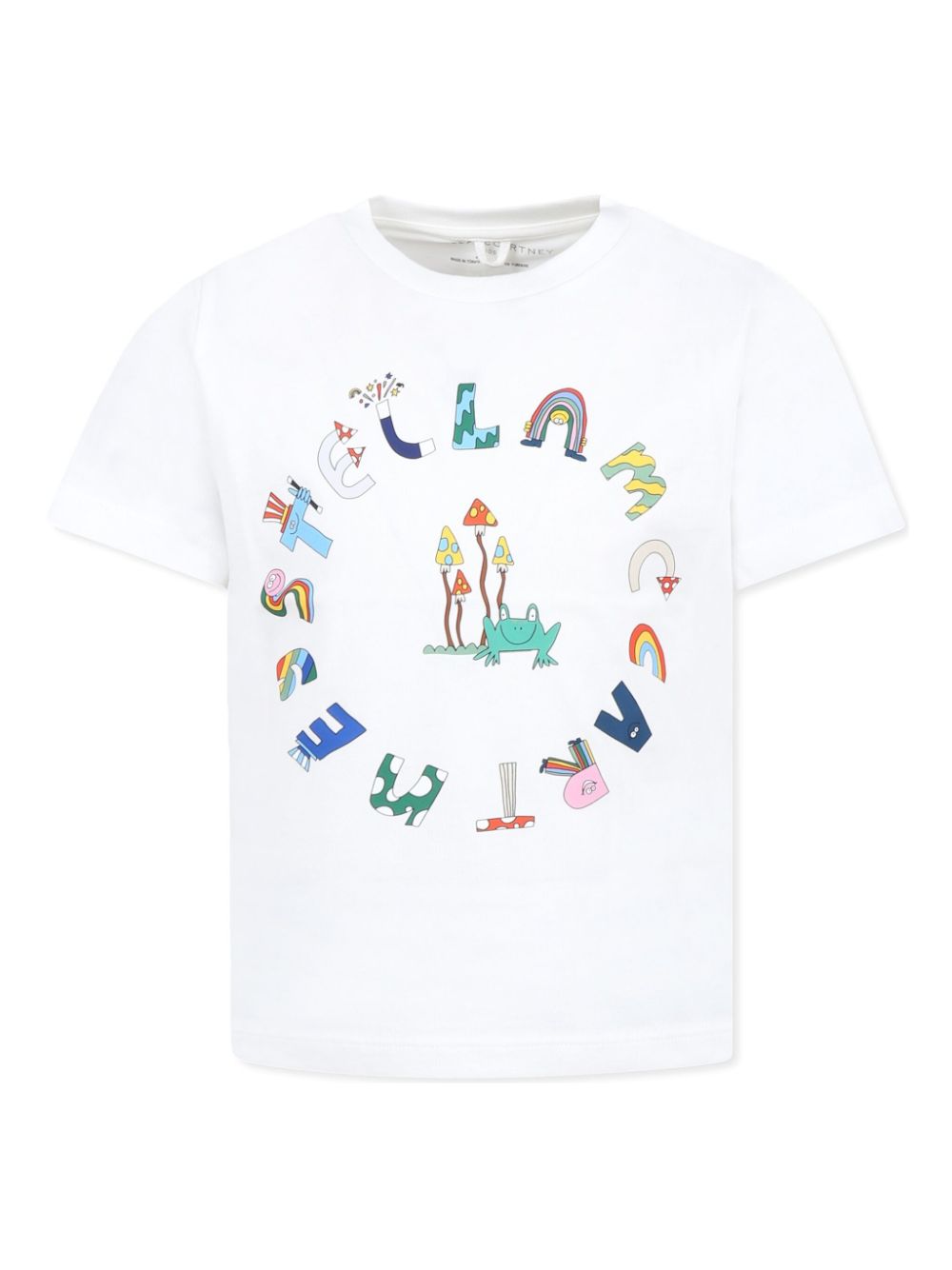 T-shirt con stampa logo per bambino Stella McCartney Kids bianco con orlo dritto - Rubino Kids