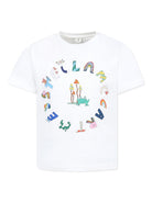 T-shirt con stampa logo per bambino Stella McCartney Kids bianco con orlo dritto - Rubino Kids