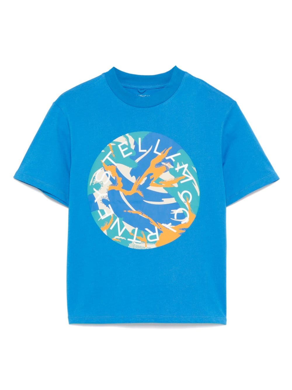 T-shirt con stampa logo per bimbo Stella McCartney Kids blu con maniche corte - Rubino Kids