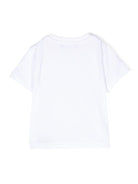 T-shirt con stampa logo per neonata Balmain Kids bianco con bordi a coste - Rubino Kids