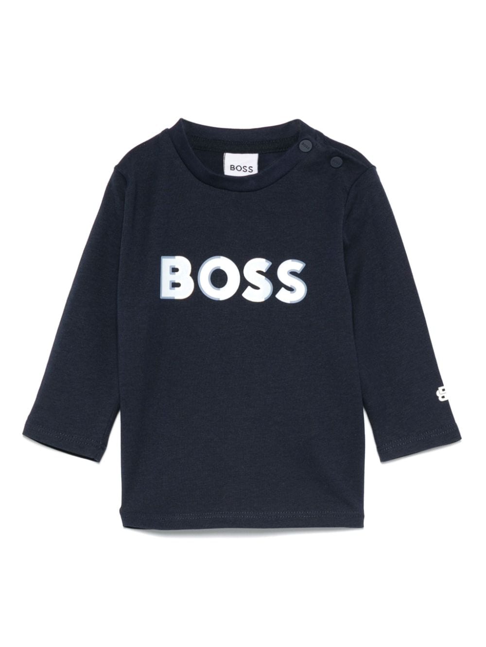 T-shirt con stampa logo per neonato BOSS Kidswear blu con scollo rotondo - Rubino Kids