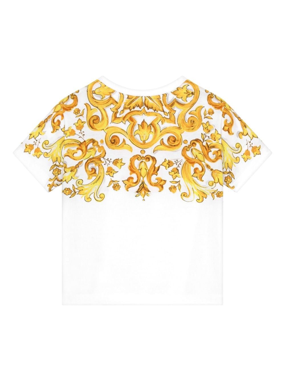 T-shirt con stampa maioliche per bambina Dolce & Gabbana Kids bianco con design crop - Rubino Kids