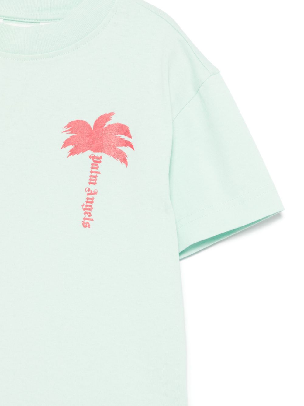 T-shirt con stampa Palm per bambina Palm Angels Kids verde con orlo dritto - Rubino Kids