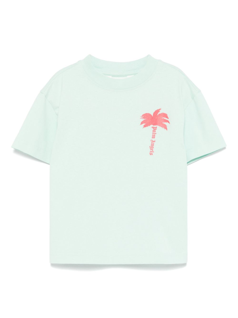 T-shirt con stampa Palm per bambina Palm Angels Kids verde con orlo dritto - Rubino Kids