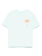 T-shirt con stampa Palm per bambino Palm Angels Kids azzurro con maniche corte - Rubino Kids