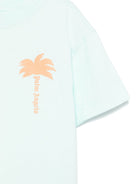 T-shirt con stampa Palm per bambino Palm Angels Kids azzurro con maniche corte - Rubino Kids