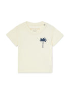 T-shirt con stampa Palm per neonato Palm Angels Kids bianco con orlo dritto - Rubino Kids