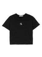 T-shirt con stampa per bambina Calvin Klein Kids nero con scollo rotondo - Rubino Kids