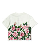 T-shirt con stampa per bambina Dolce & Gabbana Kids bianco con girocollo - Rubino Kids