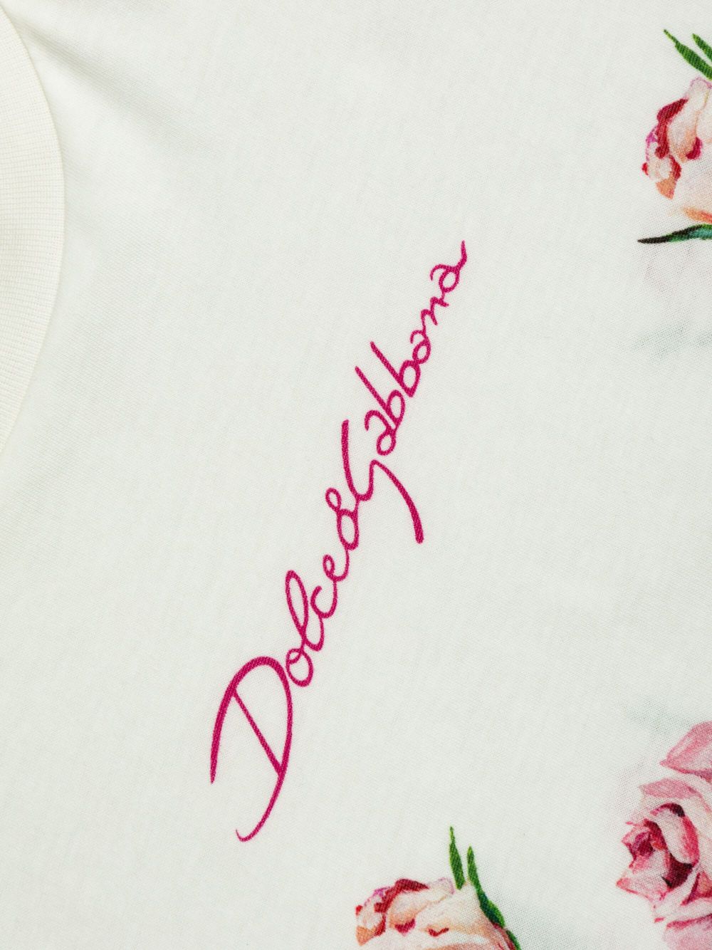 T-shirt con stampa per bambina Dolce & Gabbana Kids bianco con girocollo - Rubino Kids