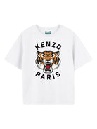 T-shirt con stampa per bambina Kenzo Kids bianco con orlo dritto - Rubino Kids