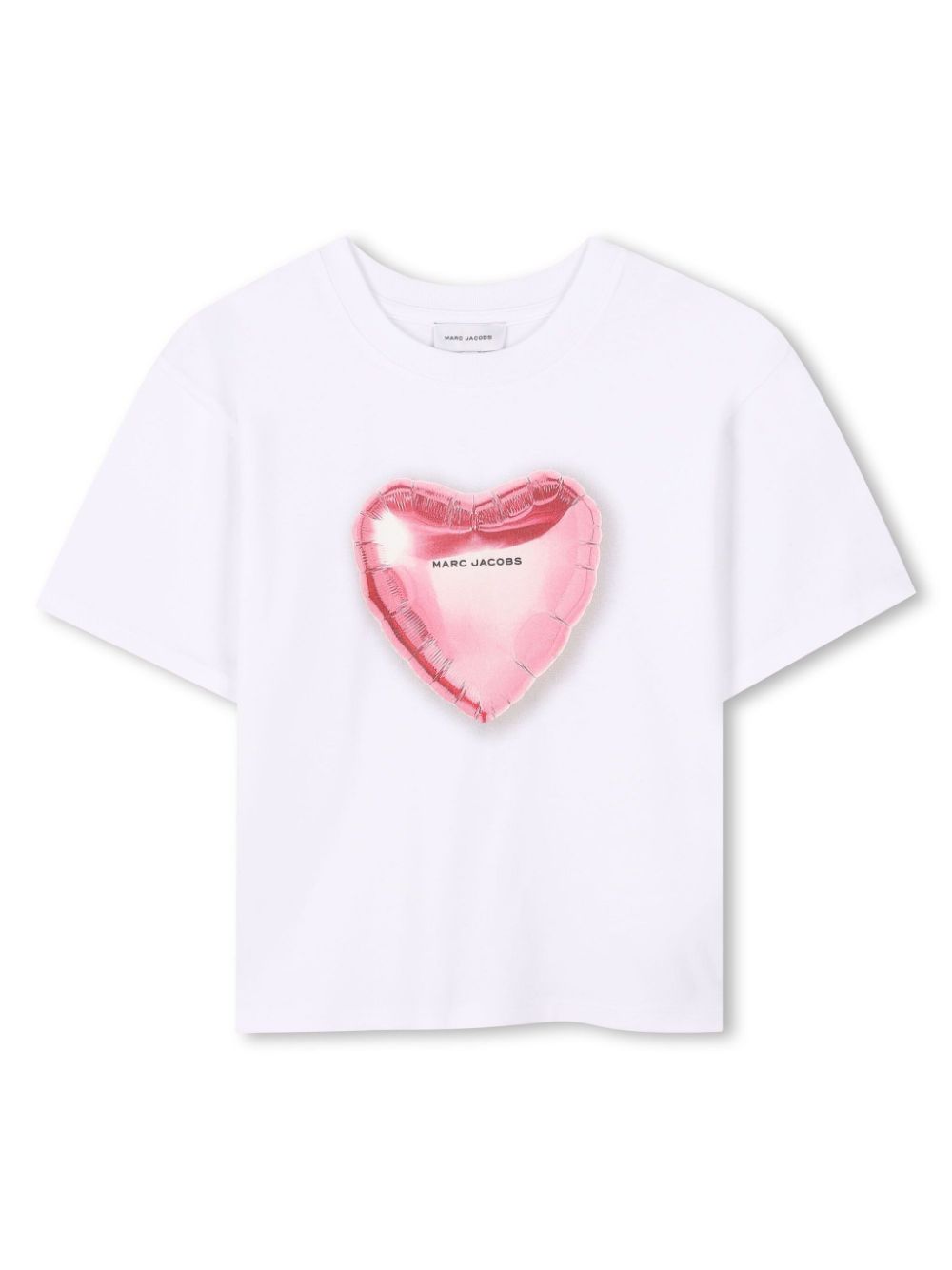 T-shirt con stampa per bambina Marc Jacobs Kids bianco con ciondolo a formai di cuore - Rubino Kids