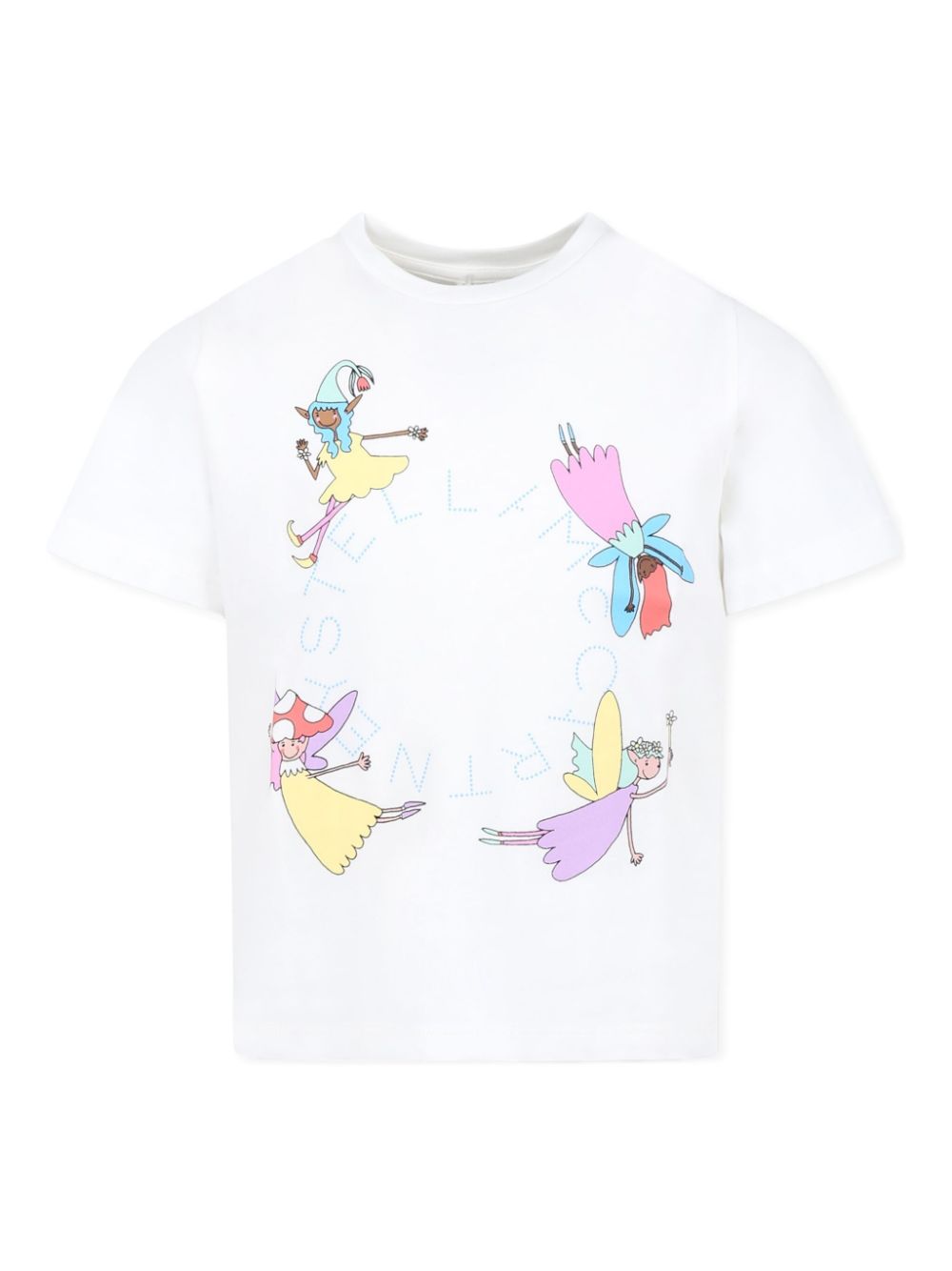 T-shirt con stampa per bambina Stella McCartney Kids bianco con orlo dritto - Rubino Kids