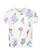 T-shirt con stampa per bambina Stella McCartney Kids bianco con orlo dritto - Rubino Kids