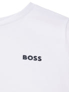 T-shirt con stampa per bambino BOSS Kidswear bianco con scollo rotondo - Rubino Kids