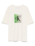 T-shirt con stampa per bambino Calvin Klein Kids bianco con orlo dritto - Rubino Kids