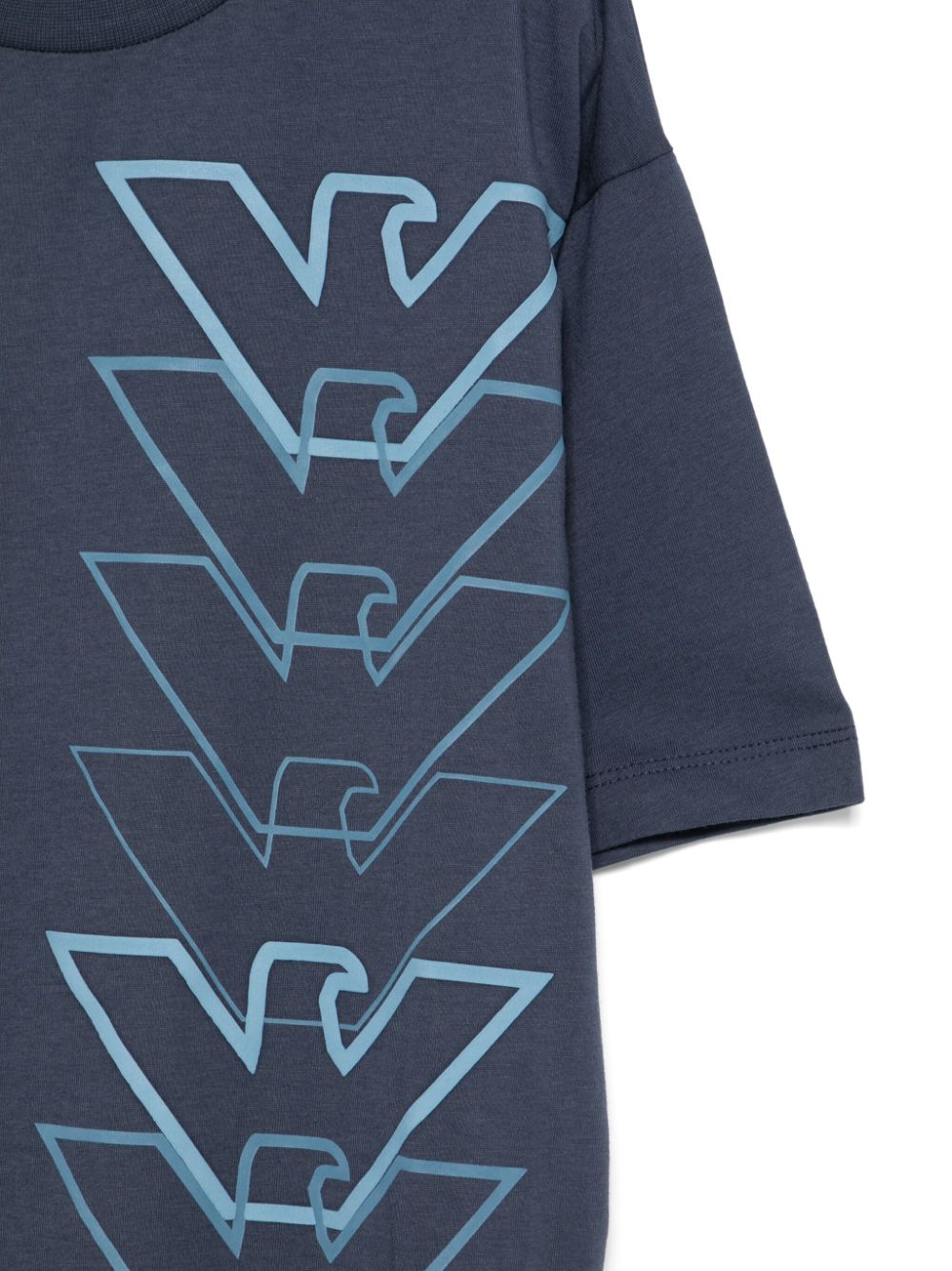 T-shirt con stampa per bambino Emporio Armani Kids blu con applicazione con logo - Rubino Kids