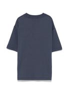 T-shirt con stampa per bambino Emporio Armani Kids blu con applicazione con logo - Rubino Kids