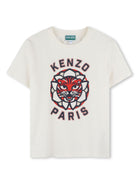 T-shirt con stampa per bambino Kenzo Kids bianco con girocollo - Rubino Kids