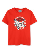 T-shirt con stampa per bambino Kenzo Kids rosso con girocollo - Rubino Kids