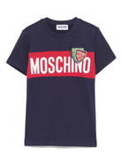 T-shirt con stampa per bambino Moschino Kids blu con jersey leggero - Rubino Kids