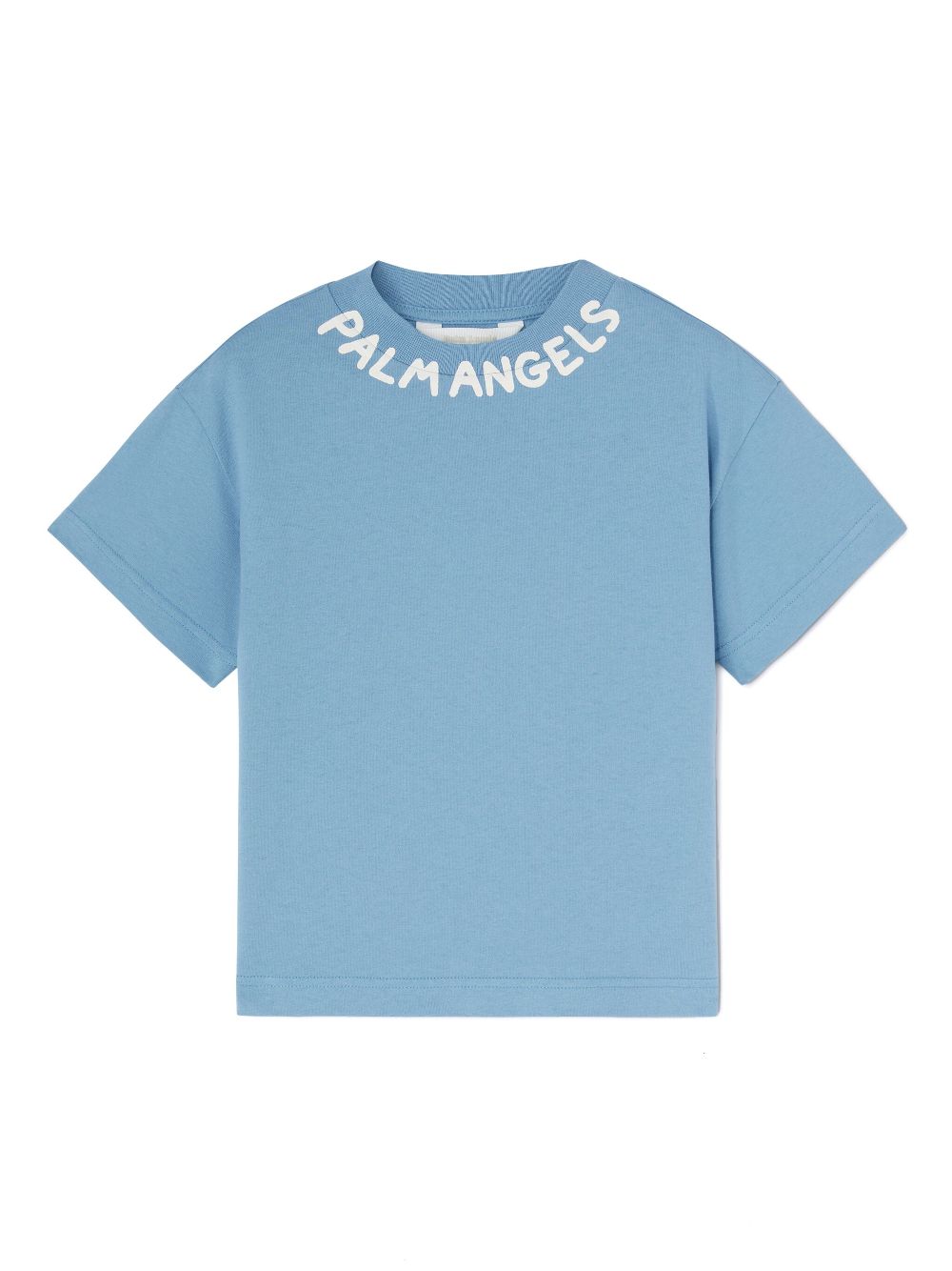 T-shirt con stampa per bambino Palm Angels Kids azzurro con scollo rotondo - Rubino Kids