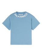 T-shirt con stampa per bambino Palm Angels Kids azzurro con scollo rotondo - Rubino Kids