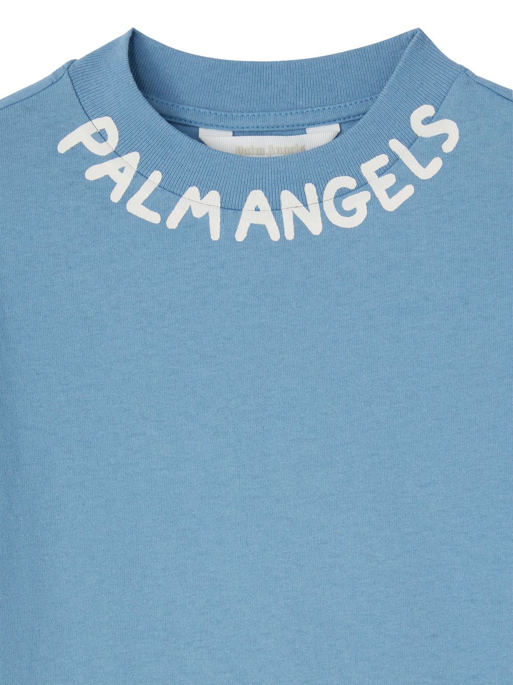 T-shirt con stampa per bambino Palm Angels Kids azzurro con scollo rotondo - Rubino Kids