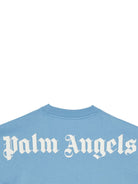 T-shirt con stampa per bambino Palm Angels Kids azzurro con stampa con logo sul retro - Rubino Kids