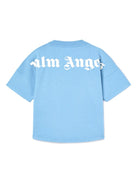 T-shirt con stampa per bambino Palm Angels Kids azzurro con stampa con logo sul retro - Rubino Kids