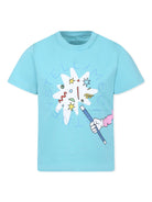 T-shirt con stampa per bambino Stella McCartney Kids azzurro con girocollo - Rubino Kids