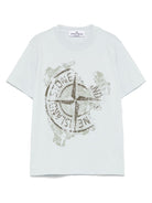 T-shirt con stampa per bambino Stone Island Junior azzurro con girocollo - Rubino Kids