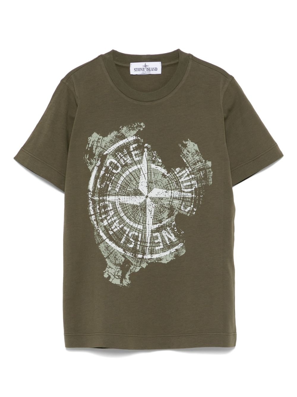 T-shirt con stampa per bambino Stone Island Junior verde con girocollo - Rubino Kids