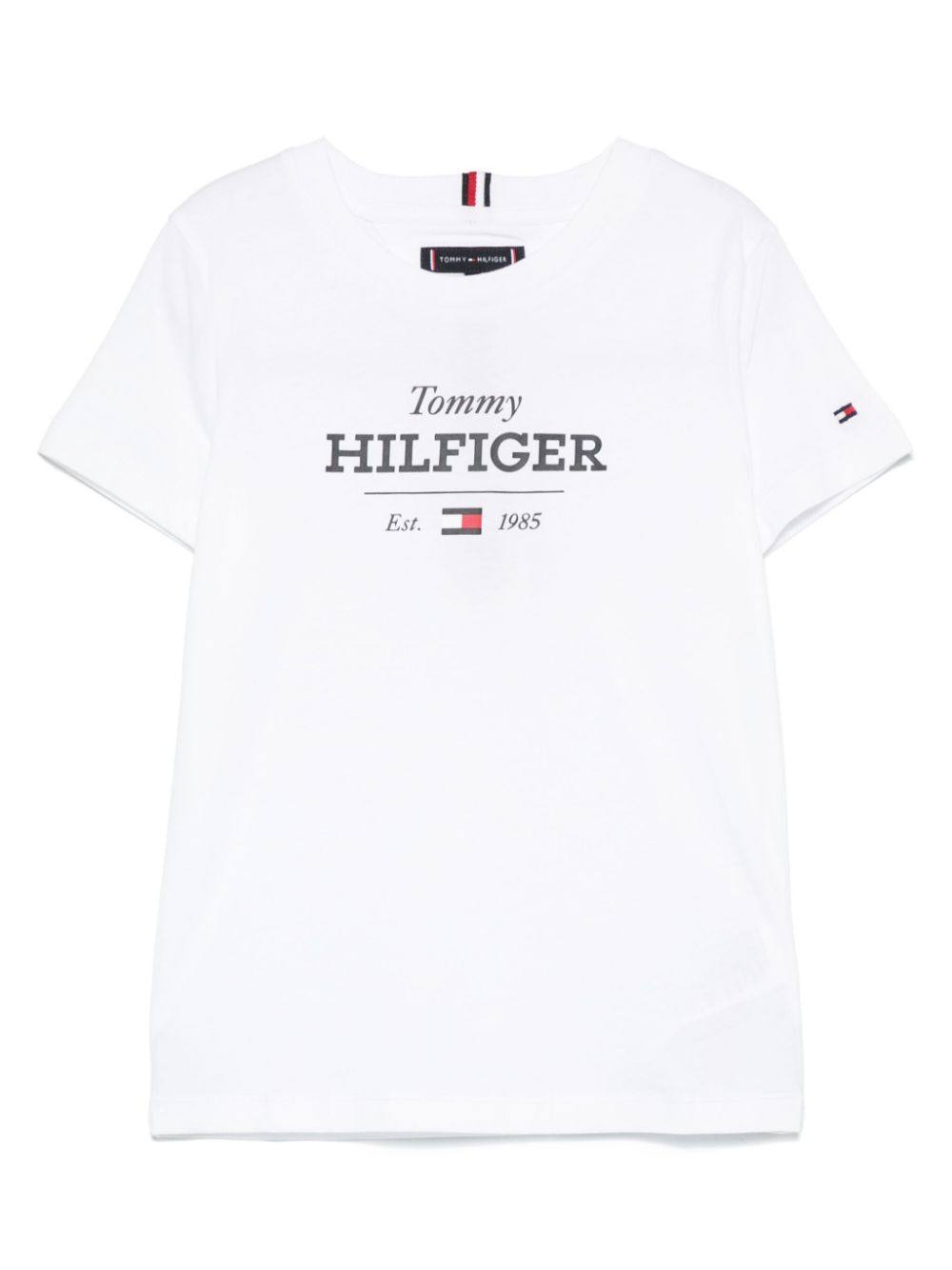 T-shirt con stampa per bambino Tommy Hilfiger Junior bianco con logo sulla manica - Rubino Kids