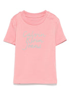 T-shirt con stampa per neonata Calvin Klein Kids rosa con orlo dritto - Rubino Kids