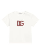 T-shirt con stampa per neonata Dolce & Gabbana Kids bianca con orlo dritto - Rubino Kids