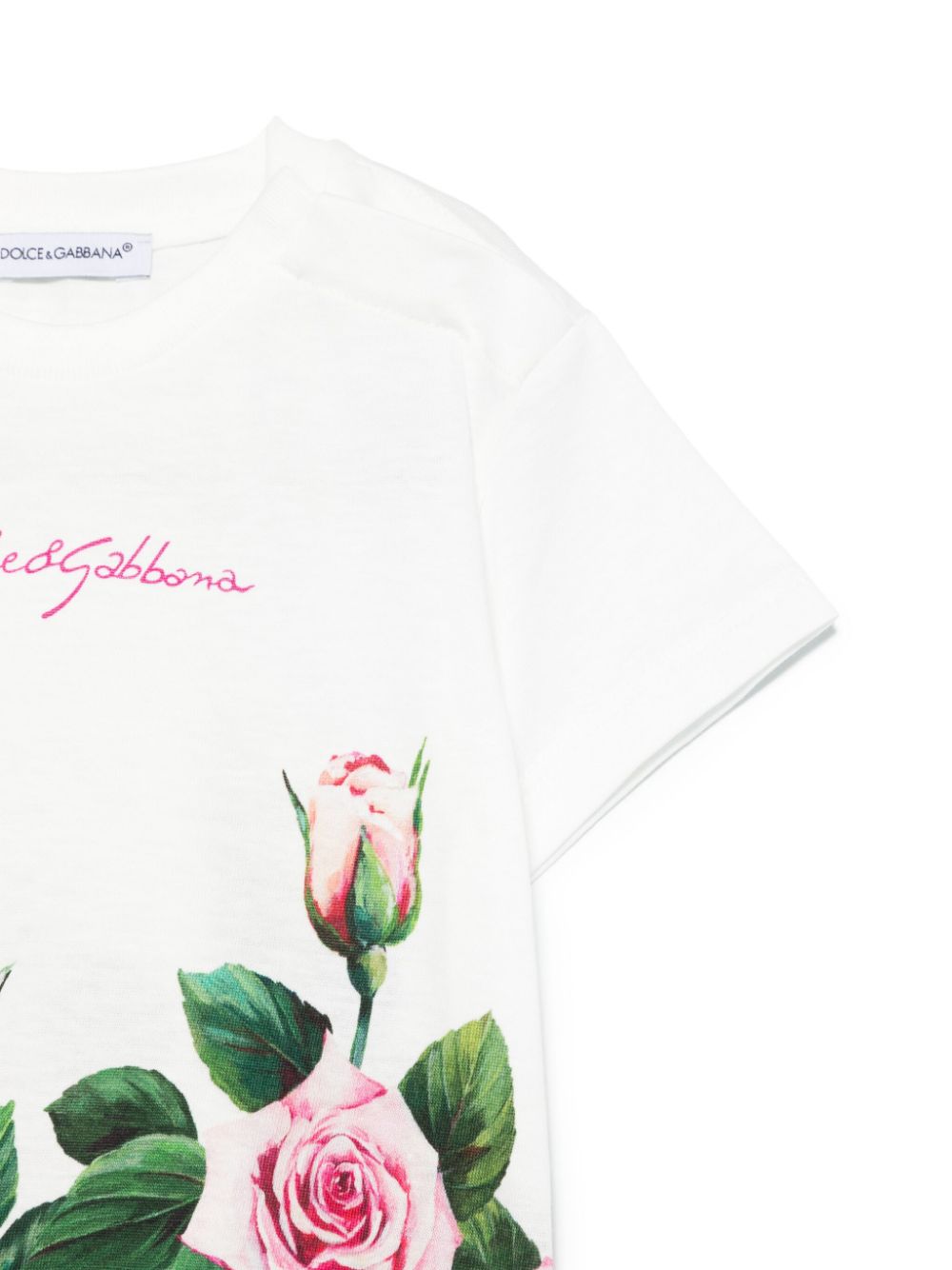 T-shirt con stampa per neonata Dolce & Gabbana Kids bianco con orlo dritto - Rubino Kids