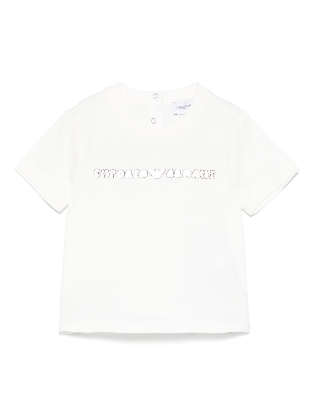 T-shirt con stampa per neonata Emporio Armani Kids bianco con girocollo - Rubino Kids