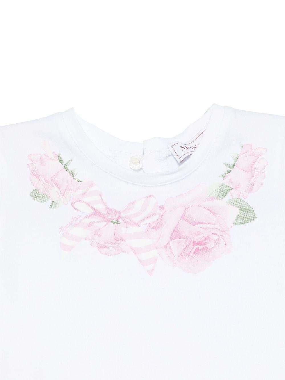 T-shirt con stampa per neonata Monnalisa bianco con apertura a goccia - Rubino Kids