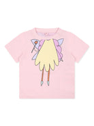 T-shirt con stampa per neonata Stella McCartney Kids rosa con orlo dritto - Rubino Kids