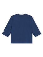 T-shirt con stampa per neonato BOSS Kidswear blu con scollo rotondo - Rubino Kids