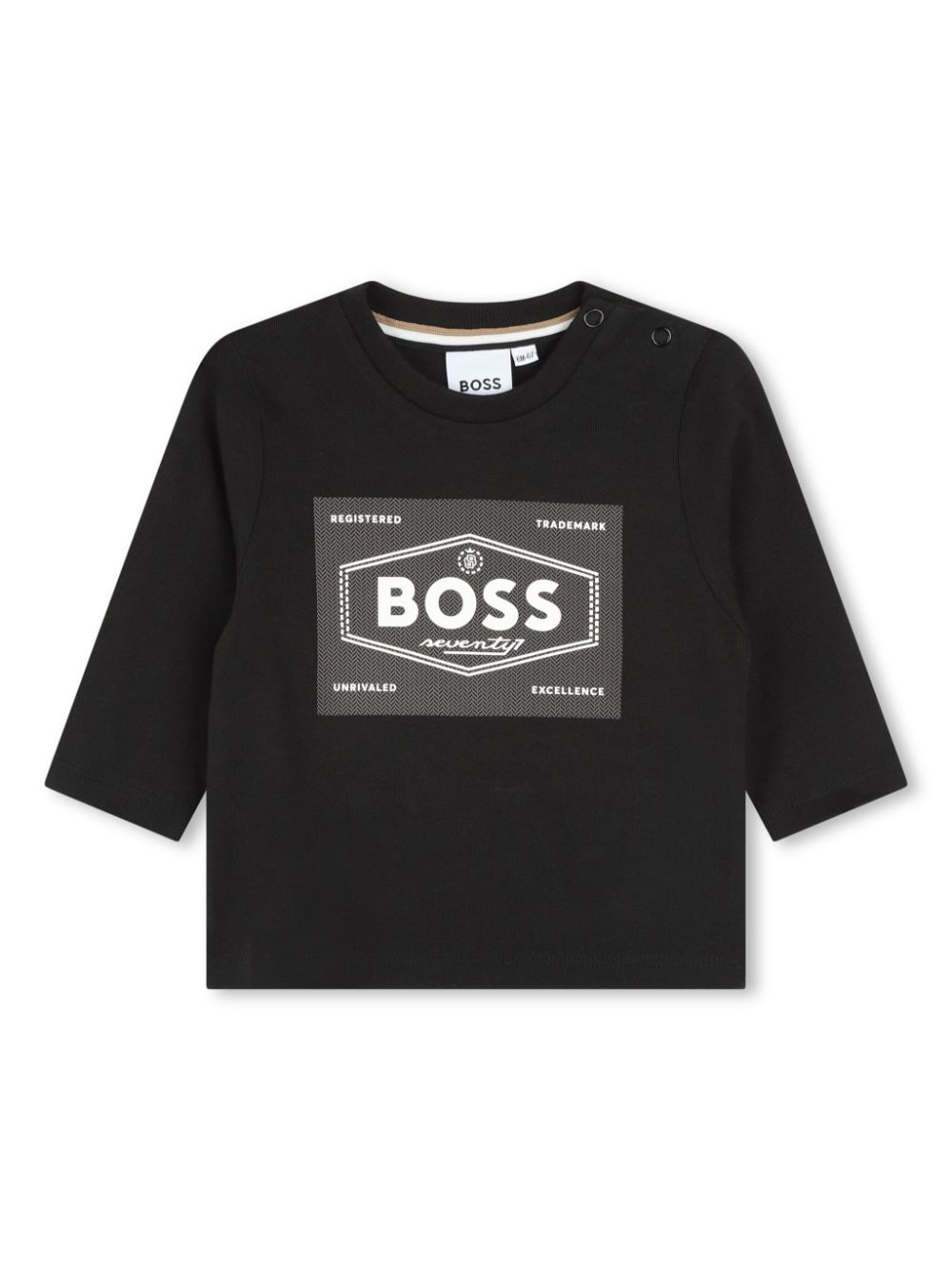 T-shirt con stampa per neonato BOSS Kidswear nero con trama jersey - Rubino Kids