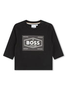 T-shirt con stampa per neonato BOSS Kidswear nero con trama jersey - Rubino Kids